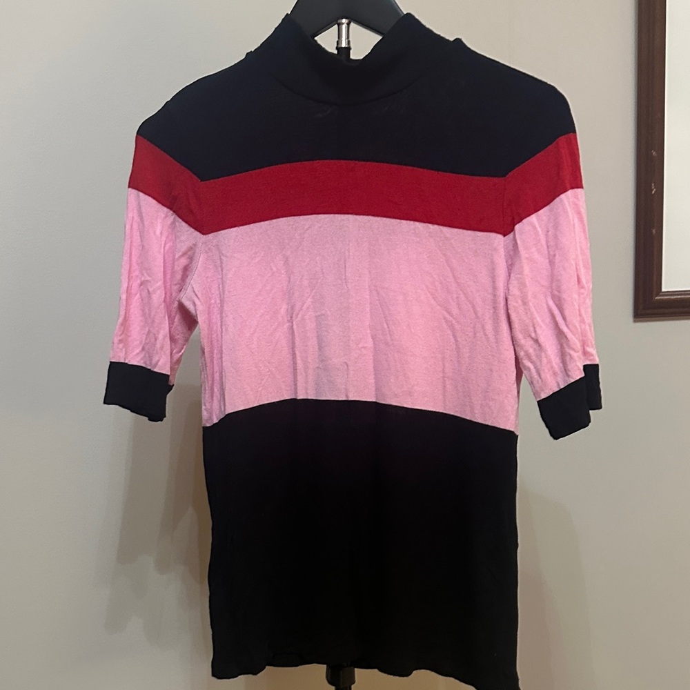 Ann Taylor Black, Red, and Pink Sweater
